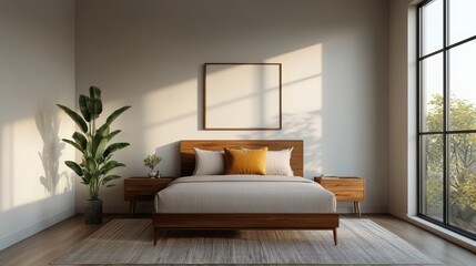 Elegant Modern Bedroom with Natural Light and Minimalist Decor