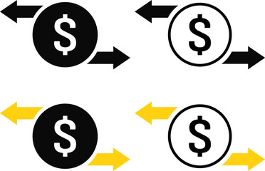 Set of Money transfer icon. Dollar transfer icon. Business Financial theme symbol
