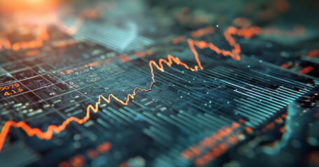 Detailed Close-up of a Futuristic Stock Market Display