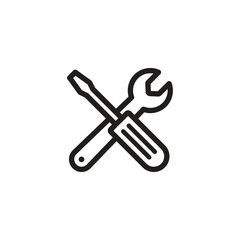 Wrench and screwdriver icon. Repair tools icon set. setting symbol	