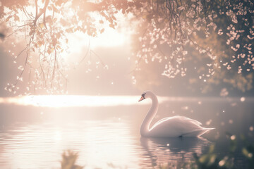 Fototapeta premium Dreamy and Elegant White Swan Concept