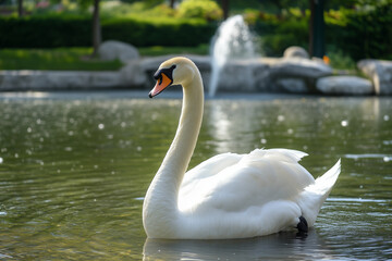 Fototapeta premium Dreamy and Elegant White Swan Concept