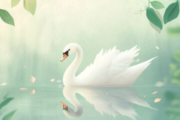 Obraz premium Dreamy and Elegant White Swan Concept