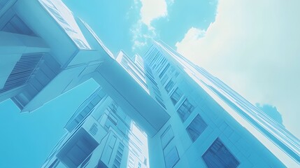 Naklejka premium Modern Architectural Design Skyward View of Buildings