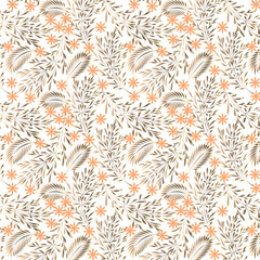 Vibrant Botanical Floral and Foliage Seamless Pattern