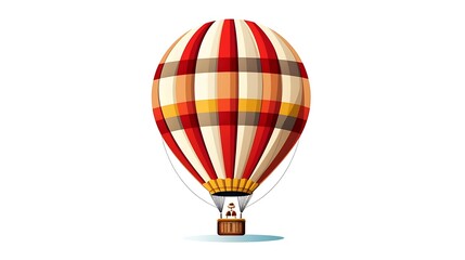Fototapeta premium Red and beige plaid hot air balloon illustration.