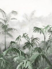 Naklejka premium Tropical Rainforest vegetation fog and mist in the nature