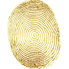 Fototapeta premium Golden Fingerprint identity. Thumbprint for crime scenes or id authentification