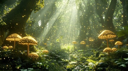 Enchanting fantasy magic forest. Generative AI