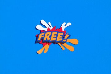 Bright and vibrant 'FREE' sign in comic-style pop art design