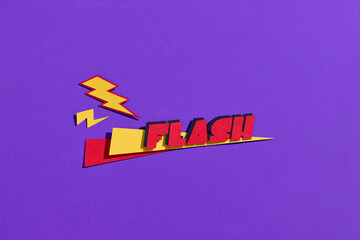 Comic Style Flash Text on Vibrant Purple Background