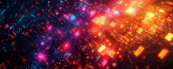 Obraz premium Abstract digital tech illustration. Colorful glowing network. Dynamic tech background. Complex circuit pattern. Modern design. Futuristic style. Tech image. Innovative tech concept. Computer network.