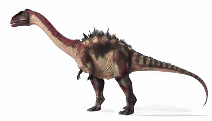 Fototapeta premium Amargasaurus Dinosaur with Spiky Dorsal Features on White Background