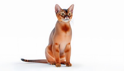 Abyssinian Cat with Sleek Fur and Elegant Pose on White Background