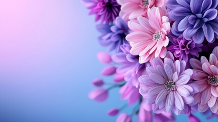 Obraz premium Elegant Soft Pastel Gradient Floral Background with Beautiful Purple and Pink Flowers