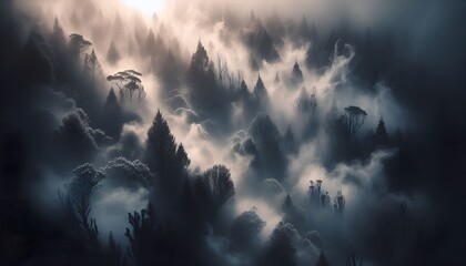 Fototapeta premium forest in the fog