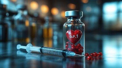 Glucagon Like Peptide One Medication Vial Heart