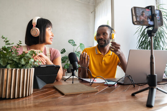 Streamers Talking While Recording Podcast