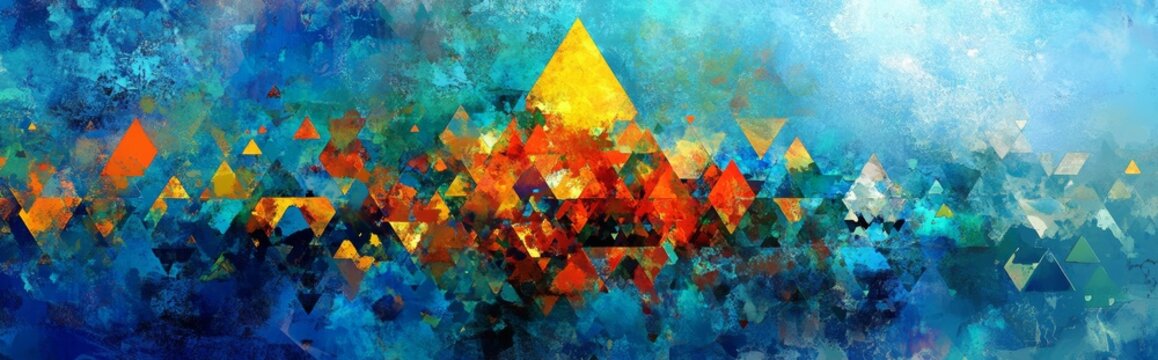 Classic Blue Abstract trianglify Generative Art background illustration  - ai