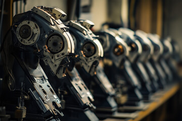 Fototapeta premium Automated High-Tech Production Devices in Modern Factory Workshop