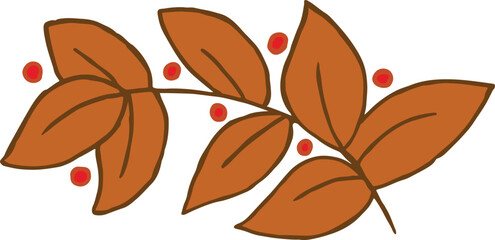 a branch with red berries and dark orange autumn leaves