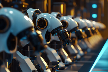 Fototapeta premium Automated High-Tech Production Devices in Modern Factory Workshop