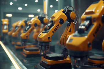 Fototapeta premium Automated High-Tech Production Devices in Modern Factory Workshop