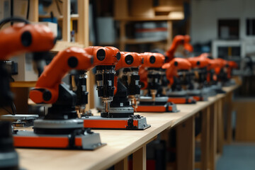 Fototapeta premium Automated High-Tech Production Devices in Modern Factory Workshop
