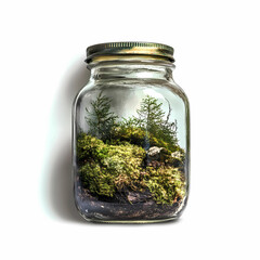 Forest Green Glass Jar Isolated on White