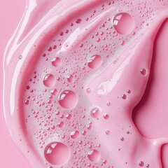 Pink Gel Texture with Bubbles for Skincare and Beauty Product Background