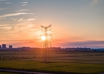 A high-voltage transmission tower