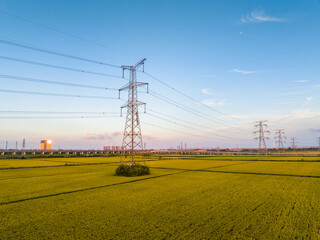 A high-voltage transmission tower