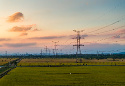 A high-voltage transmission tower