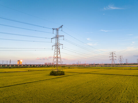 A high-voltage transmission tower