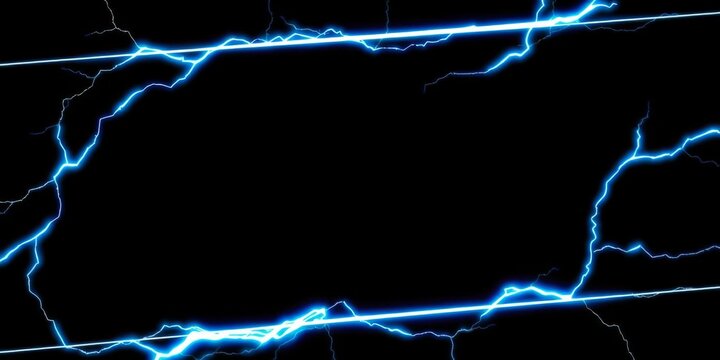 Blue lightning frame with a black center border for dynamic design projects, artsy, abstract, electric
