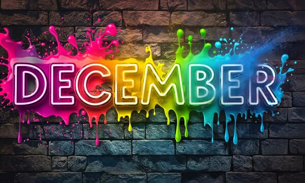 december video text neon and apint video art