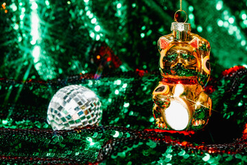 christmas ornament in the shape of a lucky cat