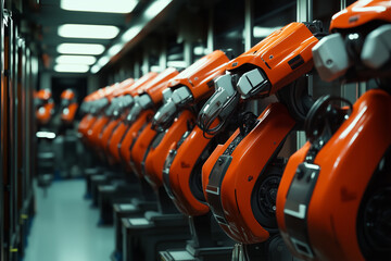 Fototapeta premium Automated Mechanical Arms in Modern Factory Workshop