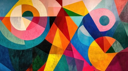 Obraz premium Vibrant Abstract Geometric Artwork: A Symphony of Colors and Shapes