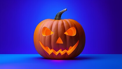 Fototapeta premium halloween pumpkin on a vibrant blue background
