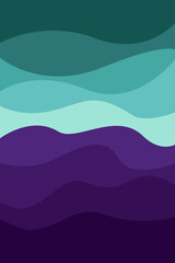 Blue wave vector illustration flat design background poster beach ocean design