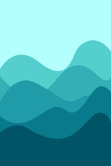 Blue wave vector illustration flat design background poster beach ocean design