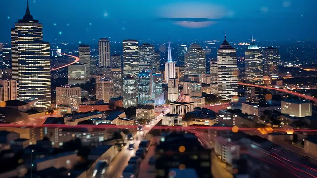 Modern city with high speed internet connection technology, can be used for display or montage your products, business, skyscraper, skyline, digital, connect, communication, network