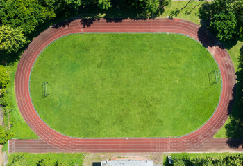 Aerial View of a Track and Soccer Field