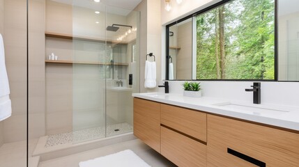 Modern Bathroom with Walk-In Shower and Matte Black Fixtures
