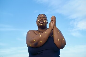 Embracing the sky with golden dots at sunset