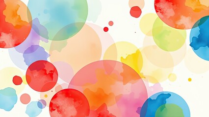 Multicolored watercolor circles with splashes of color, creative arrangement, abstract art, multicolored patterns