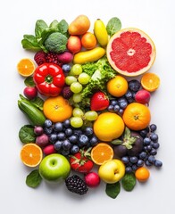 Healthy Produce Spread: White Poster Background