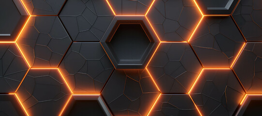 Obraz premium glowing hexagon shaped wall background 42