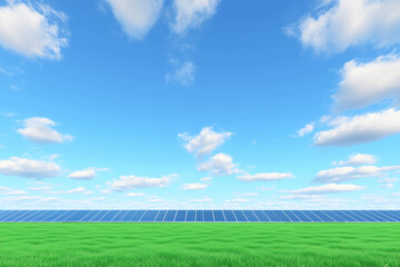 Obraz premium Solar Panels with Blue Sky and Clouds Background